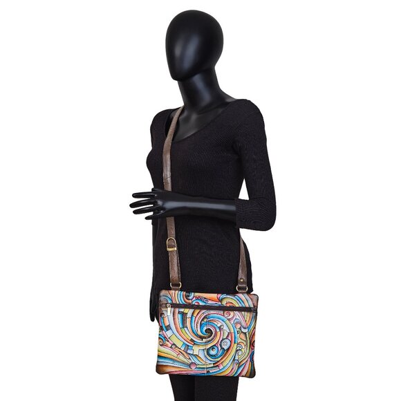 Hand-Painted Women's Leather Crossbody Sling Bag – Over the Shoulder Purses - Picture 6 of 6